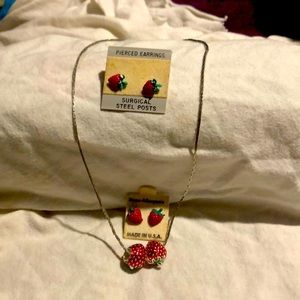 Strawberry earrings & necklace